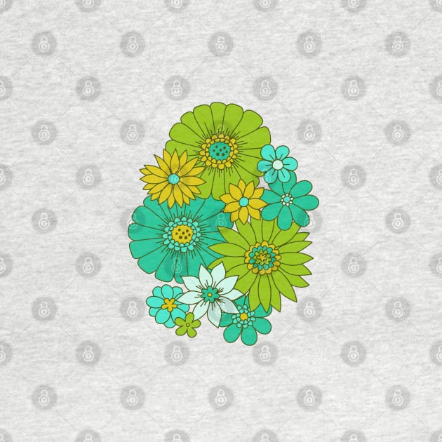 Retro Daisy Floral - Lime by latheandquill